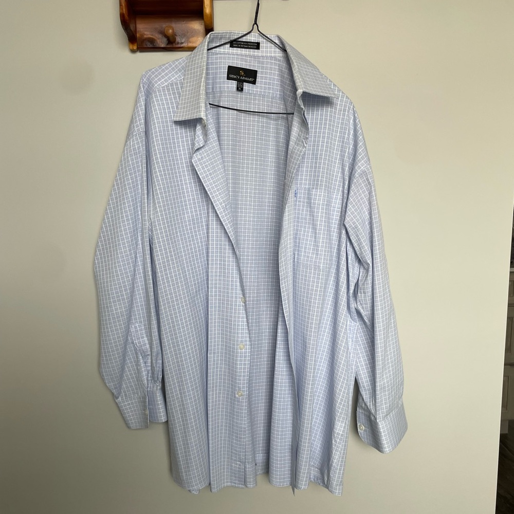 Stacy Adams Men’s Button Up Blue Dress Shirt